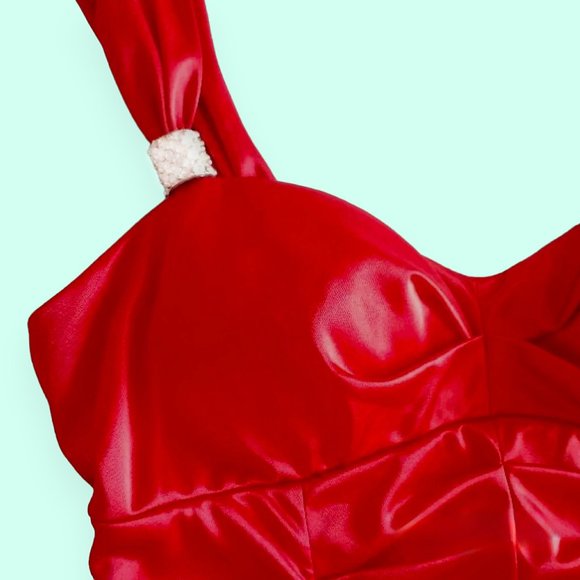 Stunning Hot Red Satin Party Dress Love Tease 7 - Picture 3 of 5